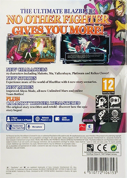 BlazBlue - Continuum Shift - EXTEND — box-2D-back (EU)