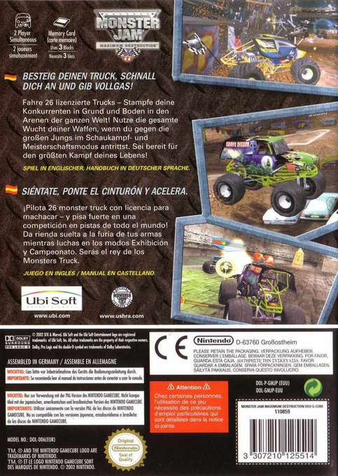 Monster Jam - Maximum Destruction — box-2D-back (DE)