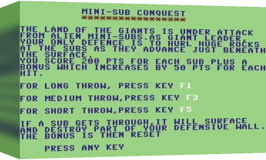 Mini-Sub Conquest — box-3D (WOR)