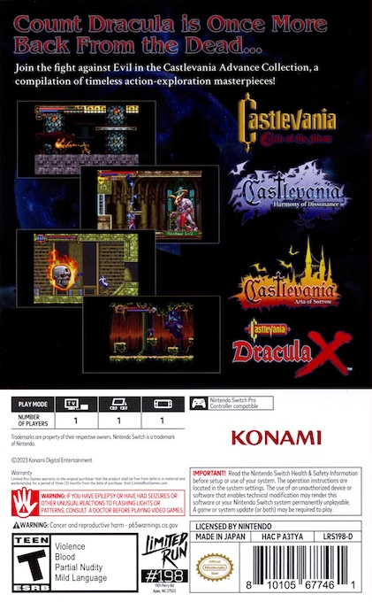 Castlevania Advance Collection — box-2D-back (US)