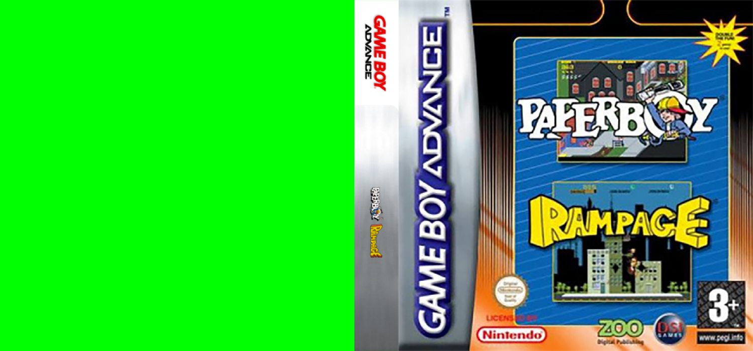 2 Games in One! - Paperboy + Rampage — box-texture (EU)