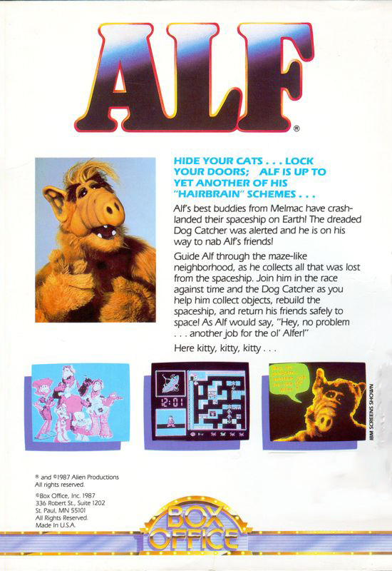 Alf - The First Adventure — box-2D-back (US)