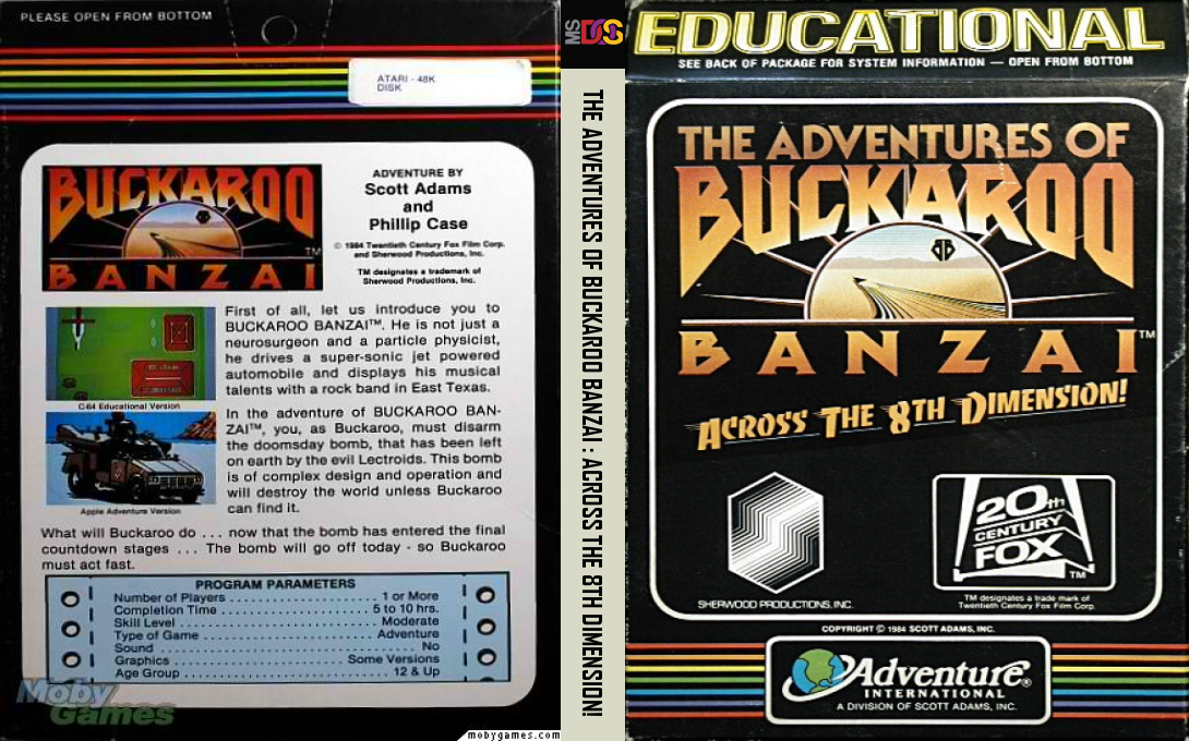 Adventures of Buckaroo Banzai, The - Across the 8th Dimension! — box-texture (US)