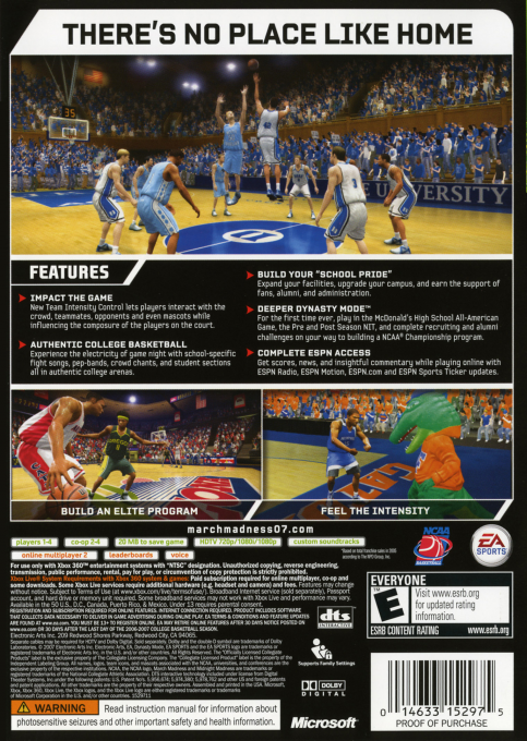 NCAA March Madness 07 — box-2D-back (US)