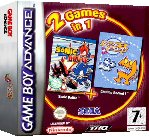 2 Games in 1 - Sonic Battle + ChuChu Rocket! — box-3D (EU)