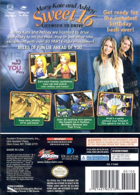 Mary-Kate and Ashley - Sweet 16 - Licensed to Drive — box-2D-back (US)