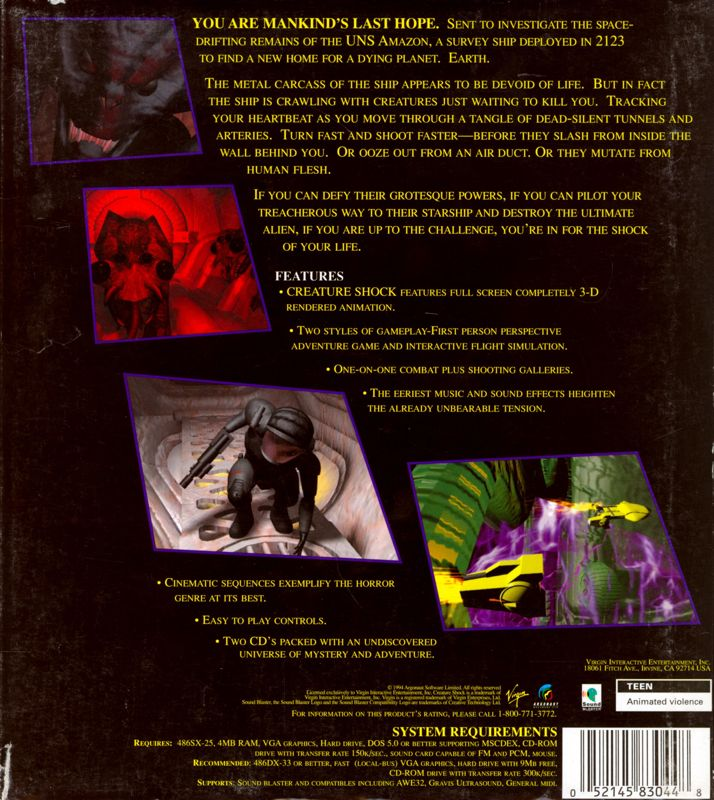 Creature Shock — box-2D-back (US)