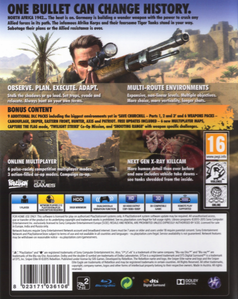 Sniper Elite 3 - Afrika - Ultimate Edition — box-2D-back (EU)