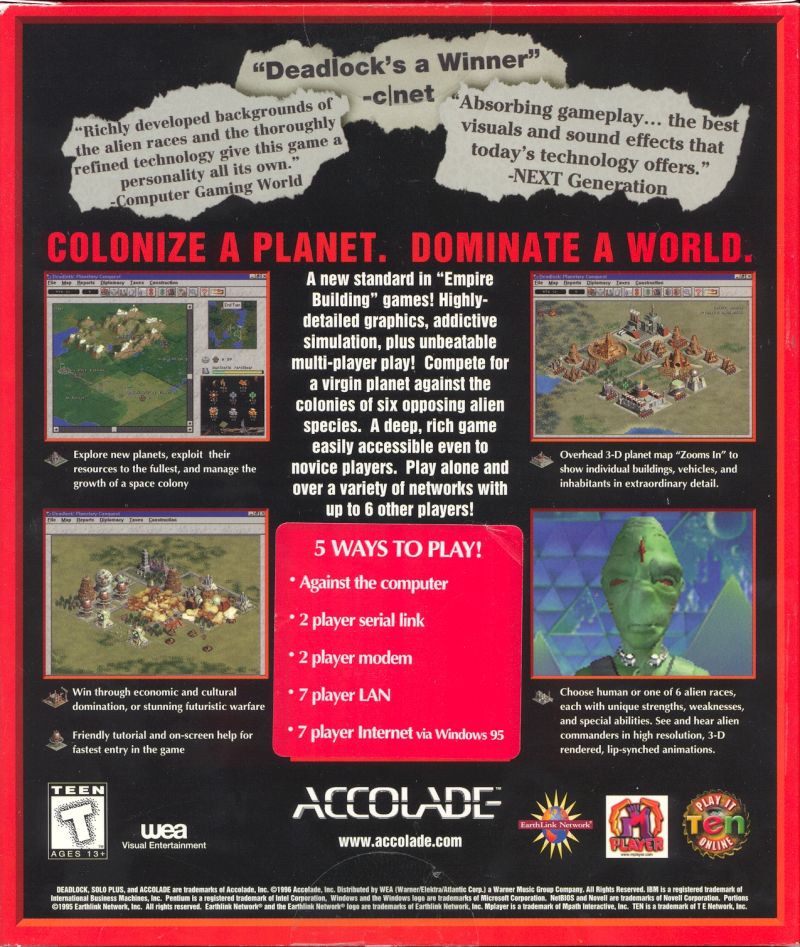 Deadlock: Planetary Conquest — box-2D-back (US)