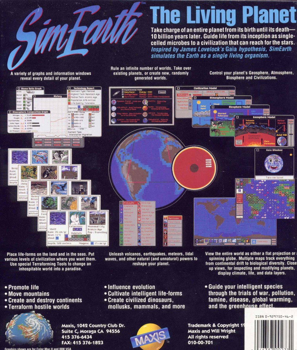 SimEarth: The Living Planet — box-2D-back (WOR)