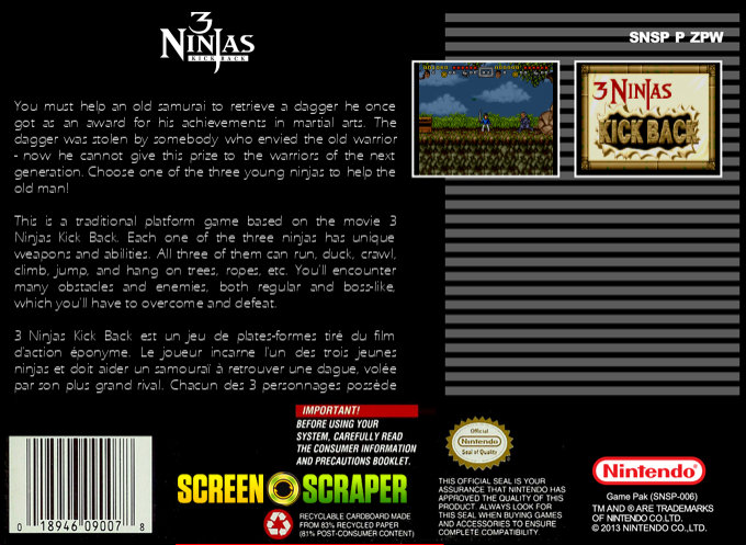 3 Ninjas Kick Back — box-2D-back (SS)