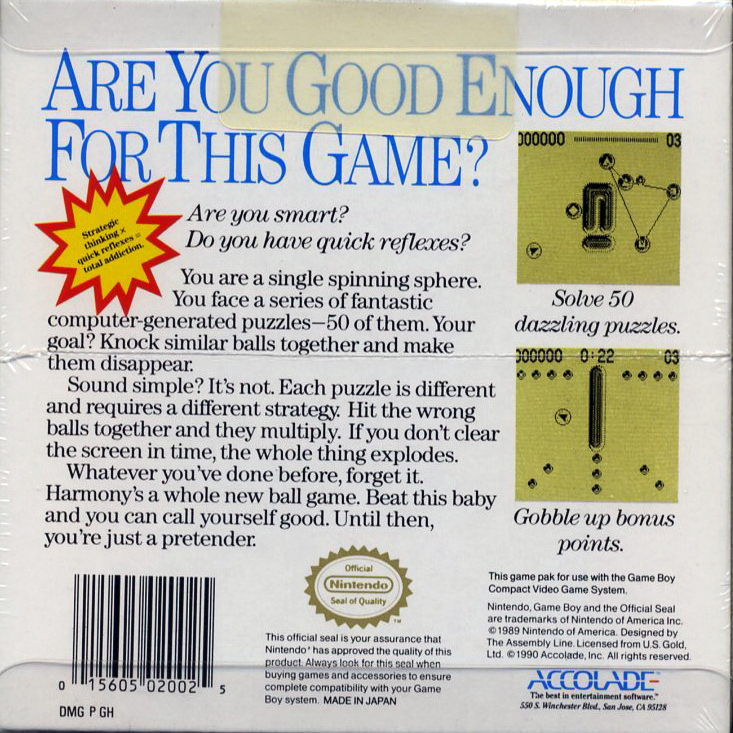 Game Of Harmony, The — box-2D-back (US)