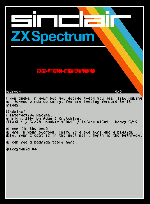 ZxZvm - Vindaloo - An Interactive Recipe box art