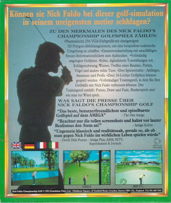 Nick Faldo's Championship Golf — box-2D-back (EU)