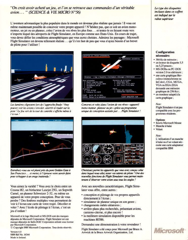Microsoft Flight Simulator 4.0 — box-2D-back (FR)