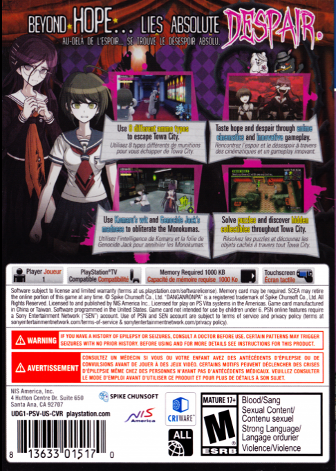 Danganronpa Another Episode - Ultra Despair Girls — box-2D-back (US)