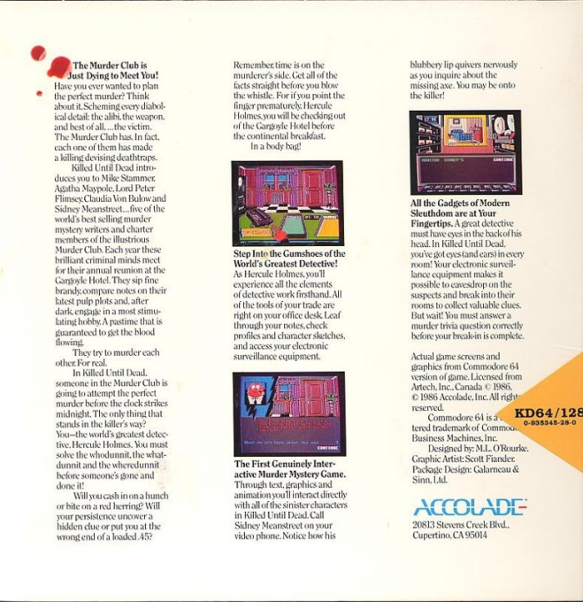 Killed Until Dead — box-2D-back (US)