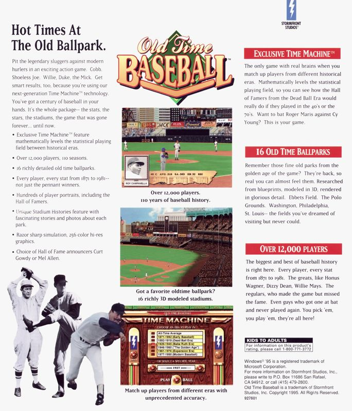 Old Time Baseball — box-2D-back (US)