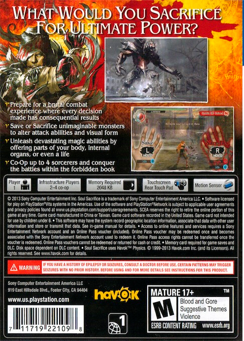 Soul Sacrifice — box-2D-back (US)