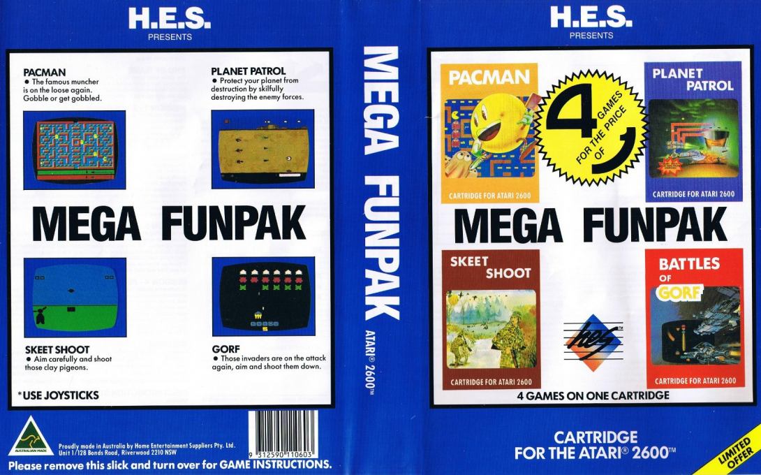 Mega Funpak - Pac-man, Planet Patrol, Skeet Shoot, Battles Of Gorf — box-texture (AU)