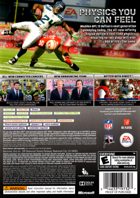 Madden NFL 13 — box-2D-back (US)