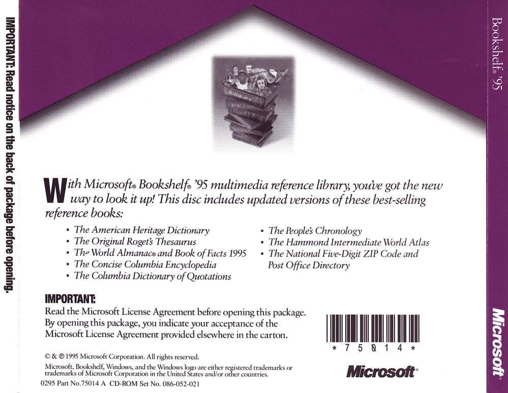 Microsoft Bookshelf '95 — box-2D-back (WOR)