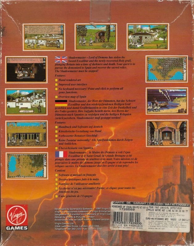 Vengeance Of Excalibur — box-2D-back (EU)