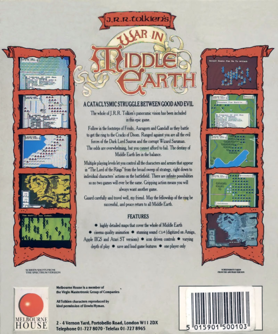 J.R.R. Tolkien's War in Middle Earth — box-2D-back (EU)