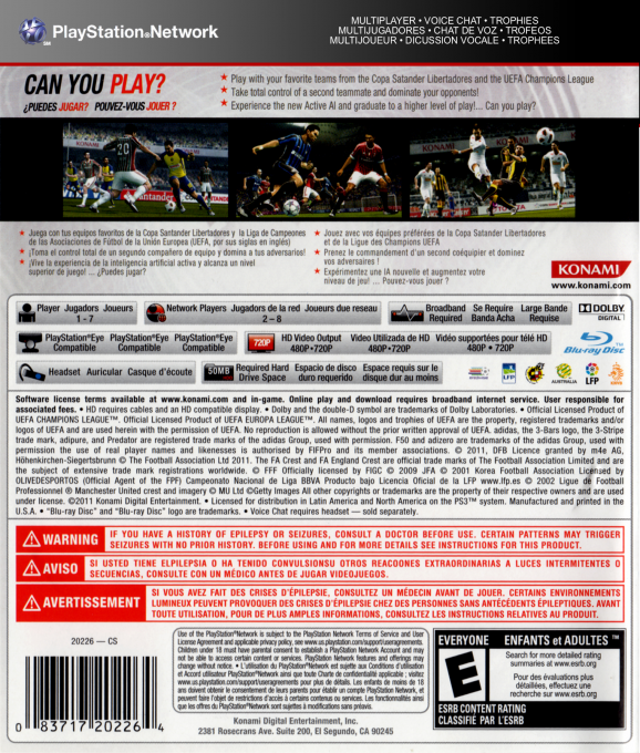 PES 2012 - Pro Evolution Soccer — box-2D-back (CA)