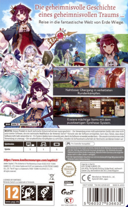 Atelier Sophie 2 - The Alchemist of the Mysterious Dream — box-2D-back (DE)