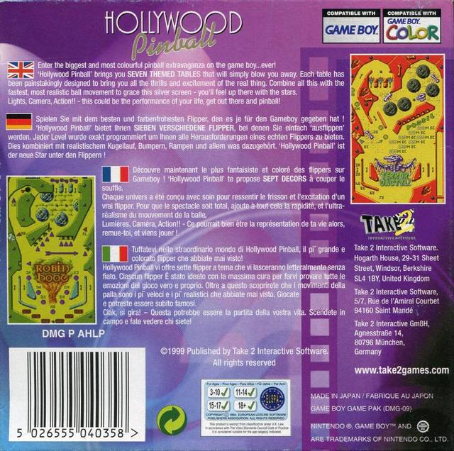 Hollywood Pinball — box-2D-back (EU)