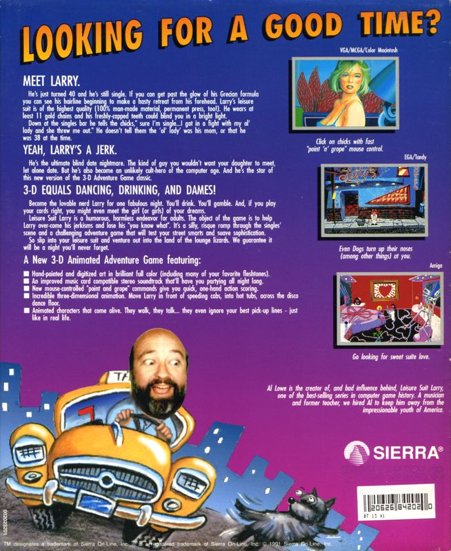 Leisure Suit Larry 1 - In the Land of the Lounge Lizards — box-2D-back (US)