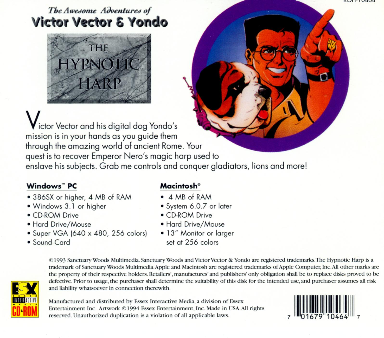The Awesome Adventures of Victor Vector & Yondo: The Hypnotic Harp — box-2D-back (US)
