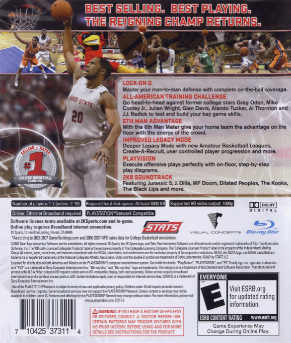College Hoops 2K8 — box-2D-back (US)