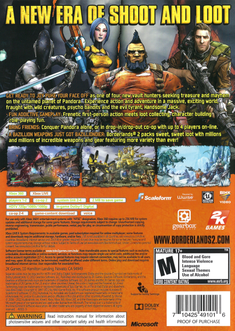 Borderlands 2 — box-2D-back (US)