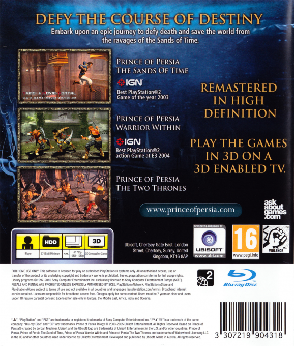 Prince of Persia Trilogy — box-2D-back (EU)