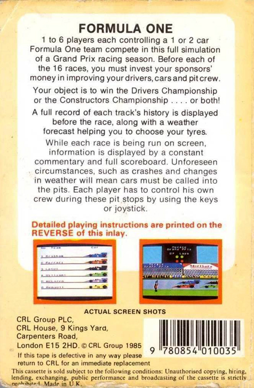 Formula One — box-2D-back (EU)