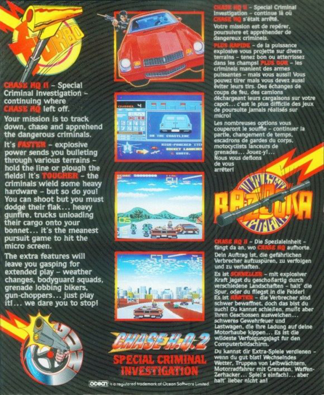 Chase H.Q. 2 - Special Criminal Investigation — box-2D-back (EU)