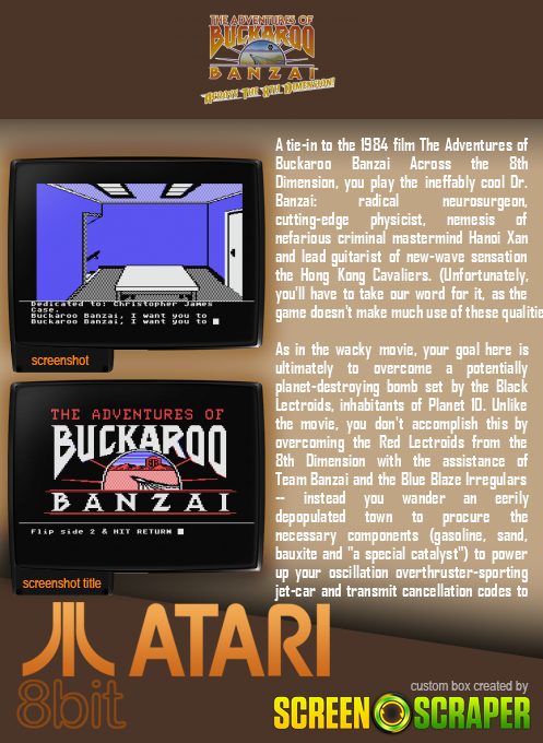 Adventures of Buckaroo Banzai, The - Across the 8th Dimension! — box-2D-back (SS)