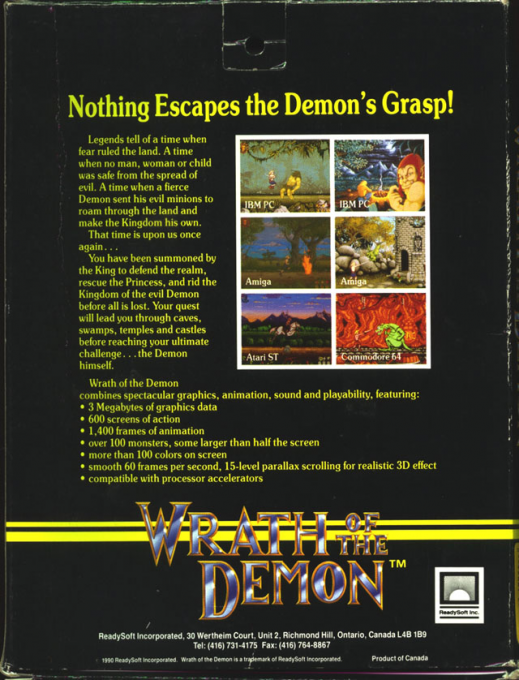 Wrath Of The Demon — box-2D-back (US)