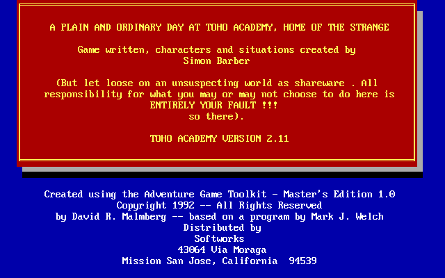 Toho Academy Adventure — sstitle (WOR)