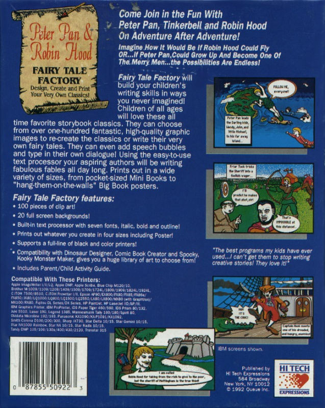 Peter Pan and Robin Hood Fairy Tale Factory — box-2D-back (US)