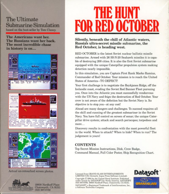 Hunt For Red October, The - The Book — box-2D-back (US)