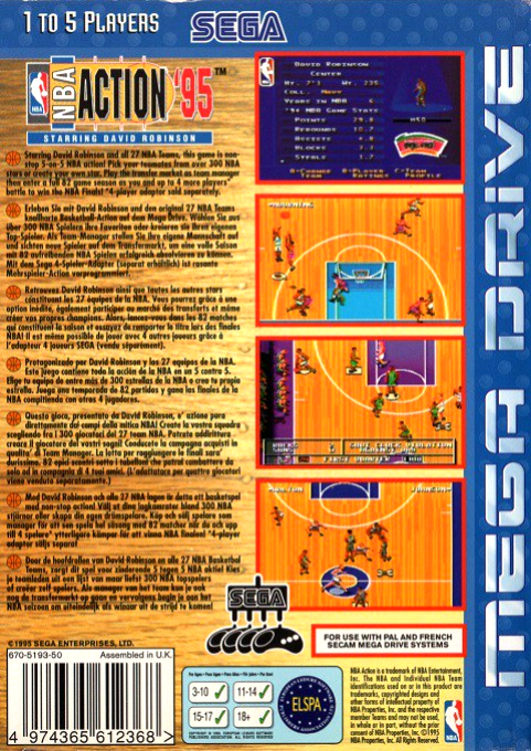 Nba Action '95 Starring David Robinson — box-2D-back (EU)