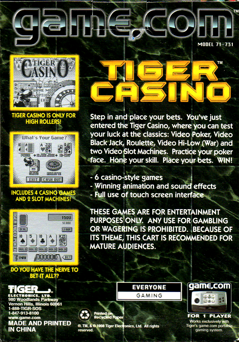 Tiger Casino — box-2D-back (US)