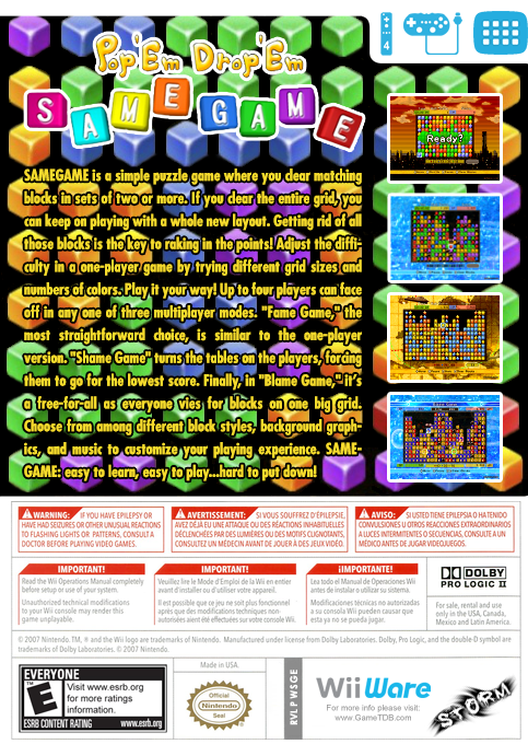 Pop'em Drop'em Samegame — box-2D-back (US)