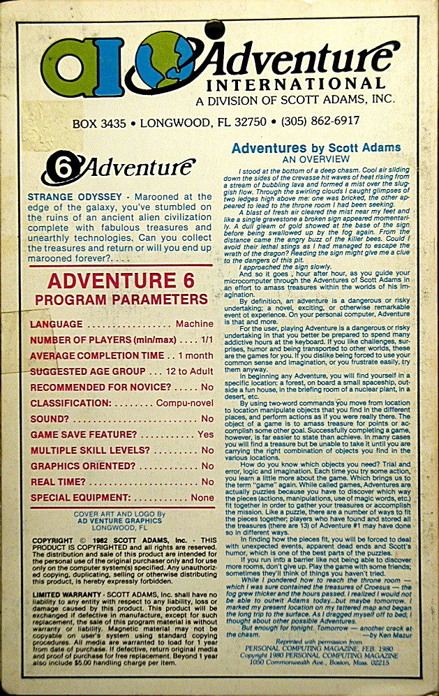 Strange Odyssey — box-2D-back (WOR)