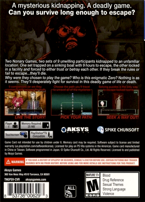 Zero Escape - The Nonary Games — box-2D-back (US)