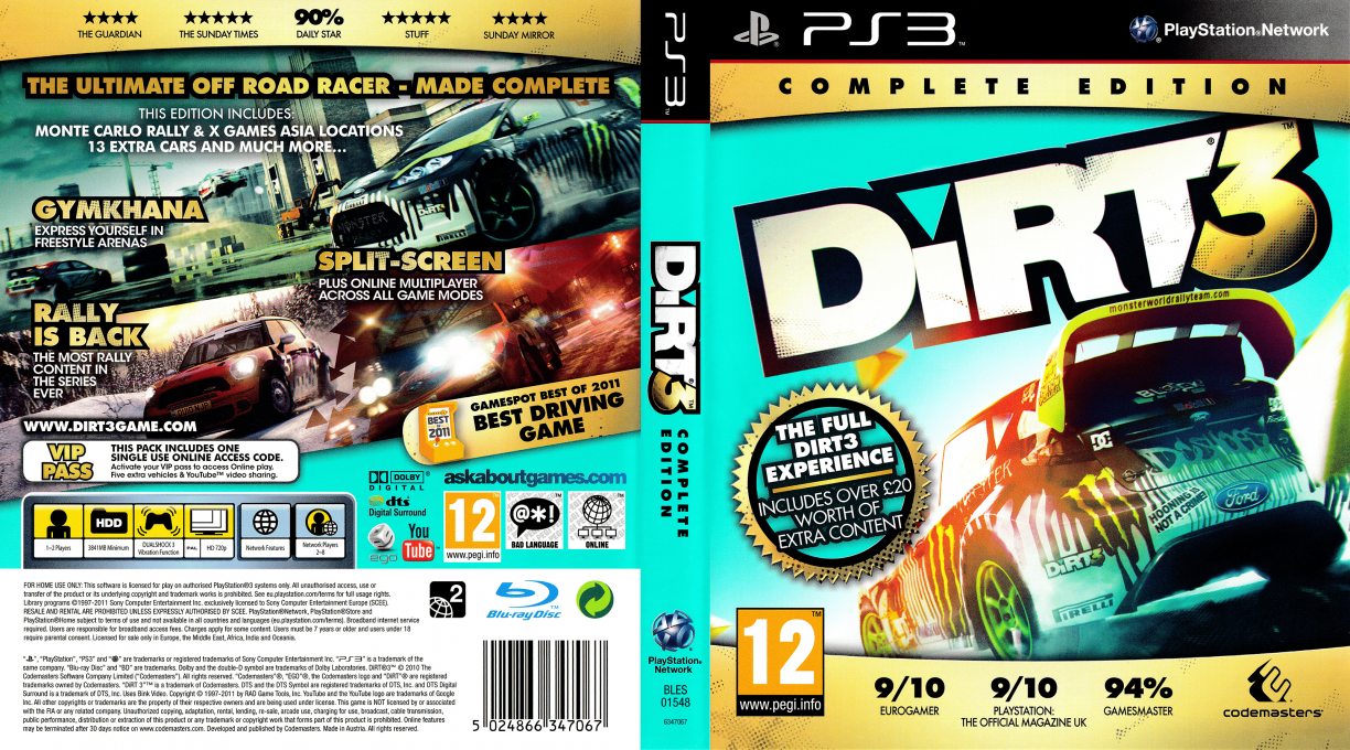 Dirt 3 - Complete Edition — box-texture (EU)