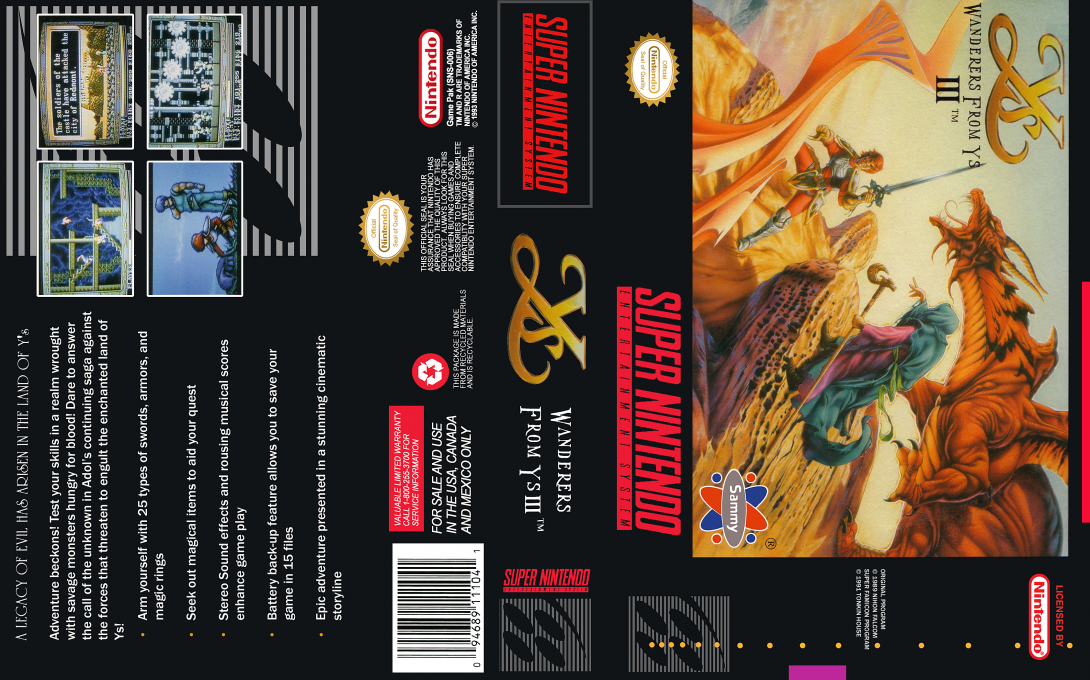 Ys 3 - Wanderers From Ys — box-texture (US)